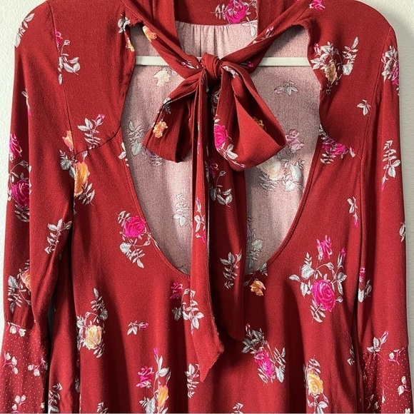 Free People Tate Tunic / Mini Dress Burgundy Vintage Combo Floral Print Size XS - Picture 11 of 14